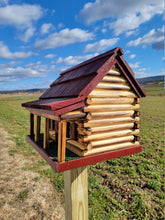 Load image into Gallery viewer, Log Cabin Birdhouse, Amish Handmade, 3 Nesting Compartments, With Cedar Roof
