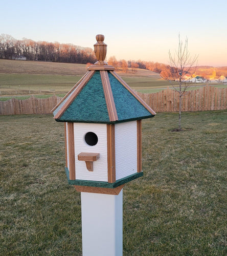 Amish Made Gazebo Birdhouse 1 Nesting Compartment, Poly Bird House, Post Not Included - 