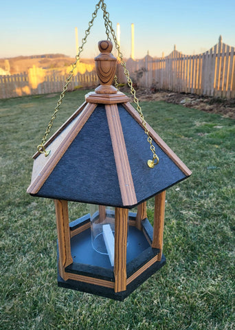 Hanging Bird Feeder Amish Made Poly Lumber Weather Resistant Premium Feeding Tube - Choose Hanging/Post Mounted Bird Feeders