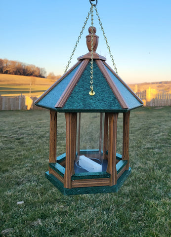 Hanging Bird Feeder Amish Made Poly Lumber Weather Resistant Premium Feeding Tube - Choose Hanging/Post Mounted Bird Feeders
