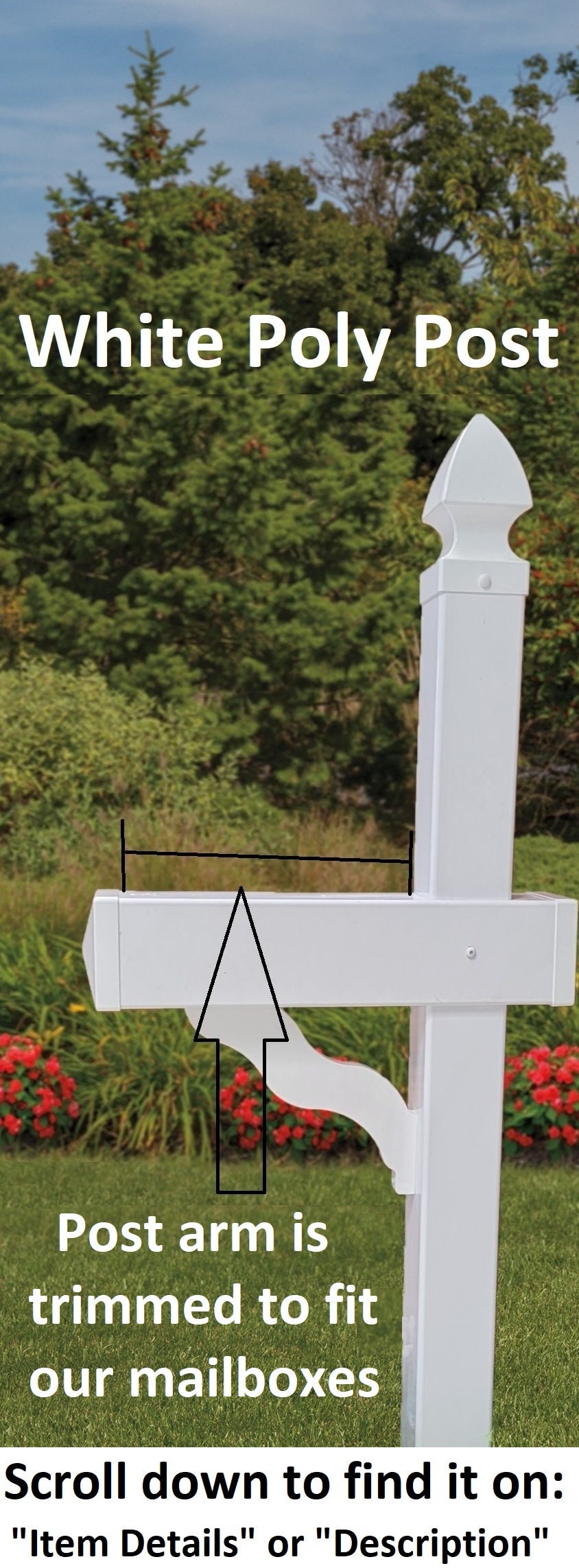 Amish Mailbox - Add Your Mailbox Number! Handmade - Poly Lumber - White With Black Trim - Weather Resistant - Barn Mailboxes Poly