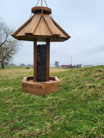 Bird Feeder Amish Handmade, Rustic, Large Hanging Feeder With Tall and Sturdy Tube