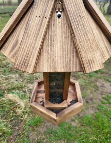 Bird Feeder Amish Handmade, Rustic, Large Hanging Feeder With Tall and Sturdy Tube
