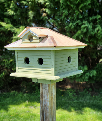 Martin Bird House Amish Handmade - Cedar Roof, Copper Trim, With 5 Nesting Compartments -  Birdhouse Outdoor