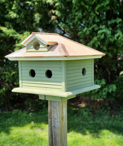 Amish Handmade Purple Martin Bird House Primitive Design - Cedar Roof, Copper Trim, With 5 Nesting Compartments -  Birdhouse outdoor - Purple Martin
