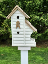 Load image into Gallery viewer, Bird Feeder and House Amish Handmade, Wooden Birdhouse and Feeder Combo
