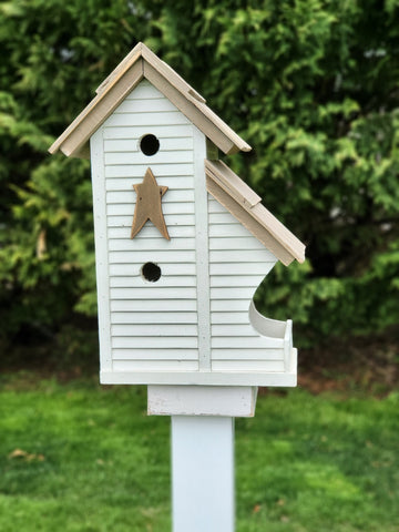 Bird Feeder and House Amish Handmade, Wooden Birdhouse and Feeder Combo