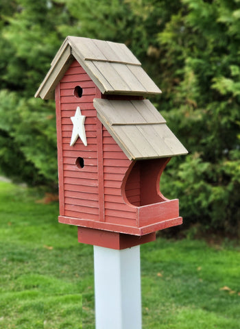 Bird House and Feeder Combo Amish Handmade Wooden