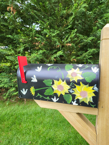 Hand Painted Mailbox With Flowers Amish Handmade