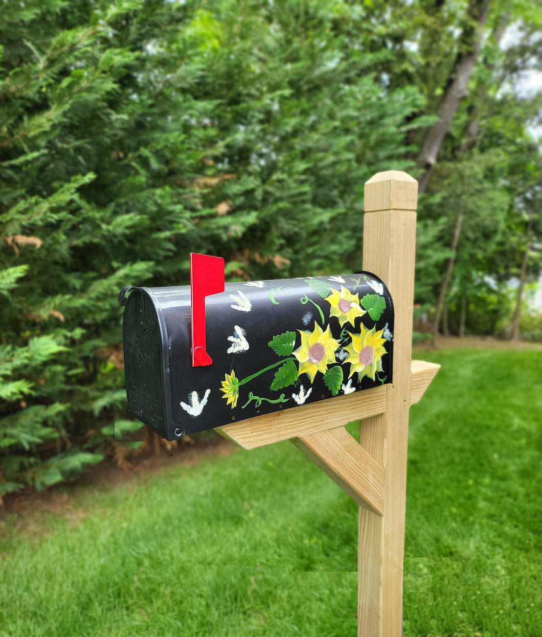 Painted Mailbox With Flowers Amish Handmade