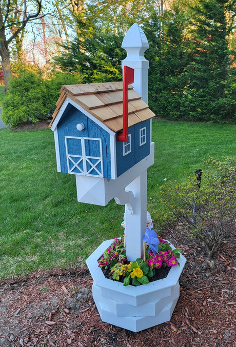 Mailbox Post White, Weather Resistant Poly Lumber, Fits All of Our Barn Mailboxes! - Planters and Posts