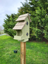 Load image into Gallery viewer, Bird Feeder and House Amish Handmade, Wooden Birdhouse and Feeder Combo
