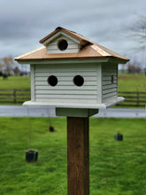 Load image into Gallery viewer, Martin Bird House Amish Handmade With 5 Nesting Compartments, Cedar Roof With Copper Trim Birdhouse Outdoor - Purple Martin
