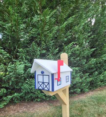 Amish Mailbox All White - Poly Lumber Barn Style Handmade  Weather Resistant