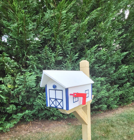Amish Mailbox All White - Poly Lumber Barn Style Handmade  Weather Resistant