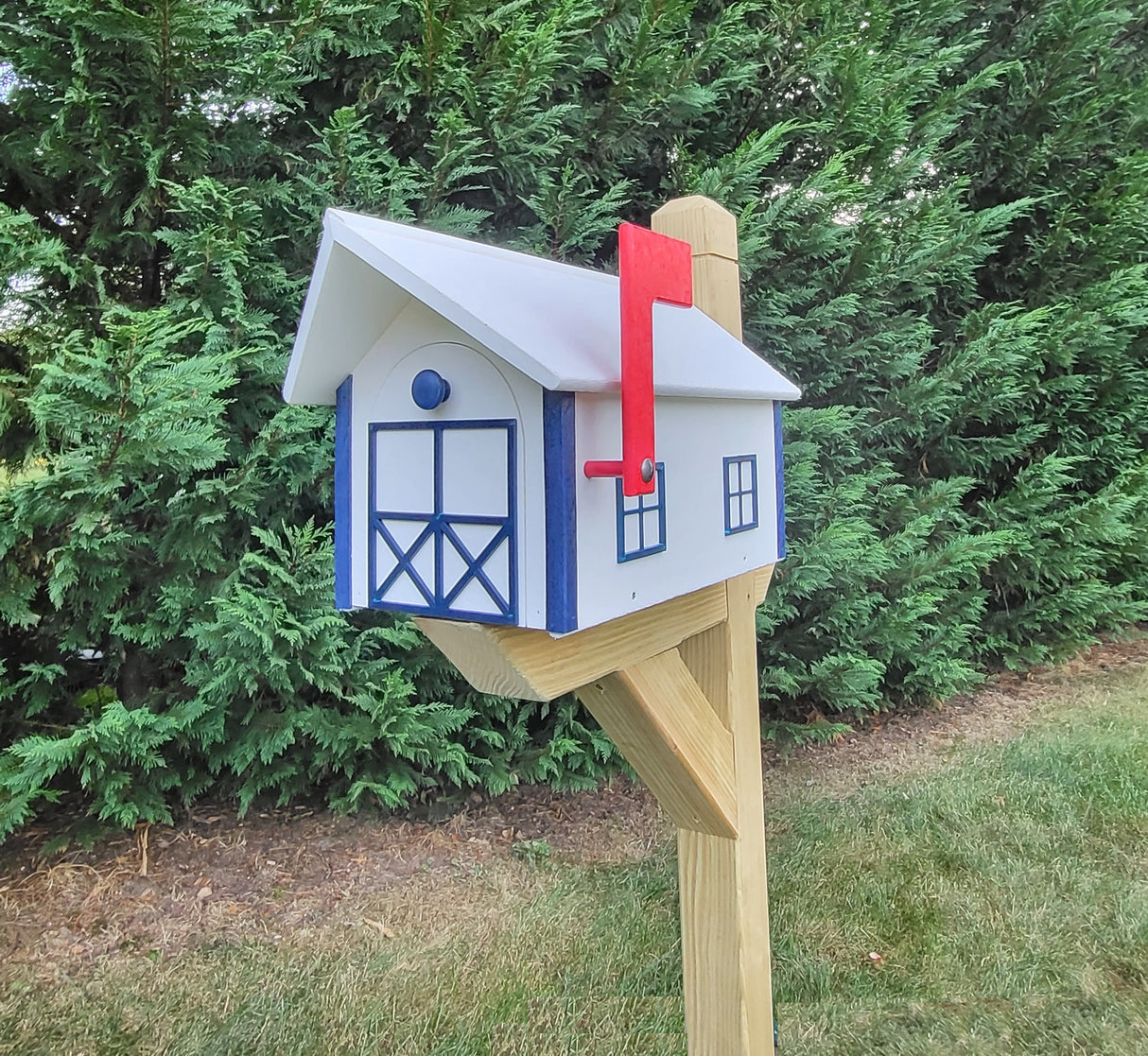 Amish Mailbox All White - Poly Lumber Barn Style Handmade  Weather Resistant - Barn Mailboxes Poly