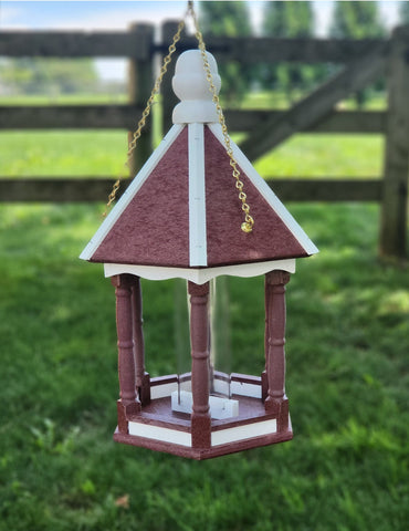 Hanging Bird Feeder - Poly Lumber - Amish Handmade - Weather Resistant - Premium Feeding Tube - Bird Feeder For Outdoors