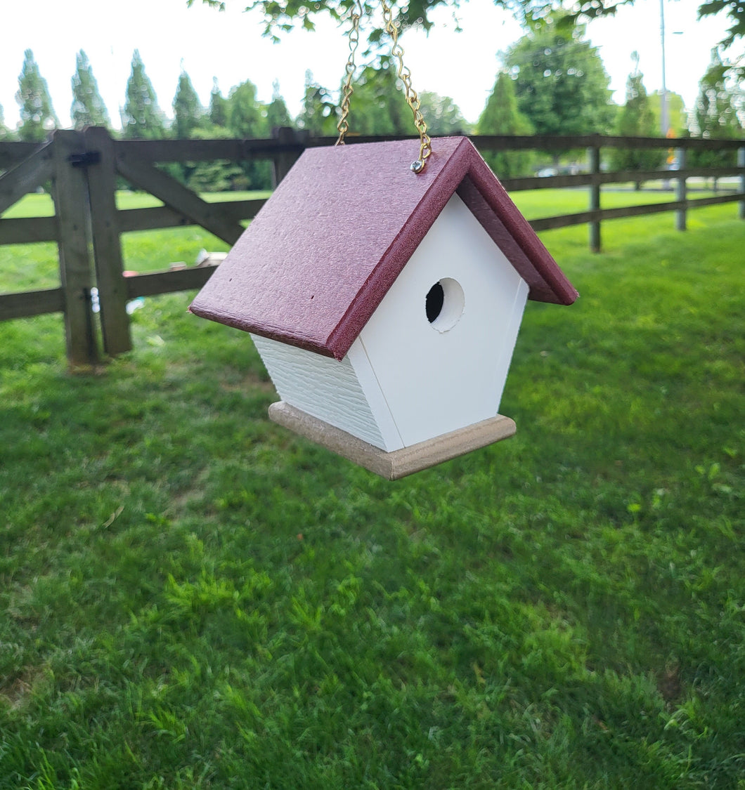 Wren Birdhouse Chickadee bird House Amish Handmade Hanging Bird House Poly Lumber Weather Resistant