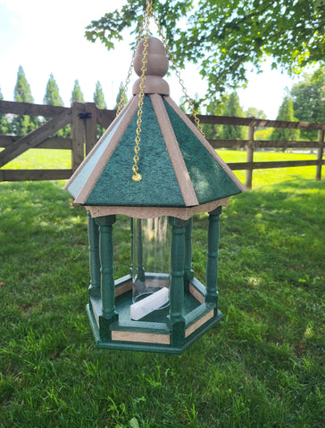Hanging Bird Feeder - Poly Lumber - Amish Handmade - Weather Resistant - Premium Feeding Tube - Bird Feeder For Outdoors