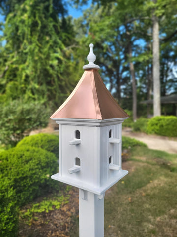 Bird House Handmade Large With 8 Nesting Compartments Weather Resistant Copper Birdhouse