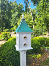 Load image into Gallery viewer, Patina Copper Roof Birdhouse Handmade Large With 8 Nesting Compartments Weather Resistant Birdhouses Outdoor
