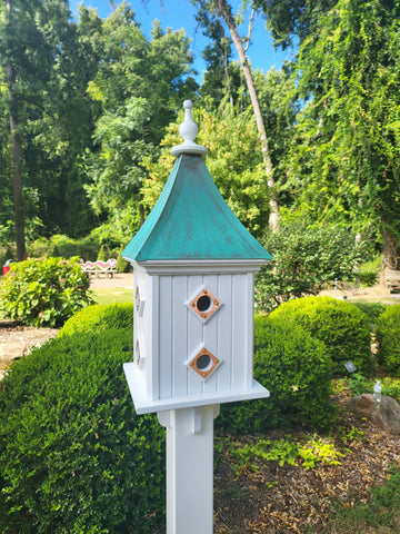 Patina Copper Roof Birdhouse Handmade Large With 8 Nesting Compartments Weather Resistant Birdhouses Outdoor