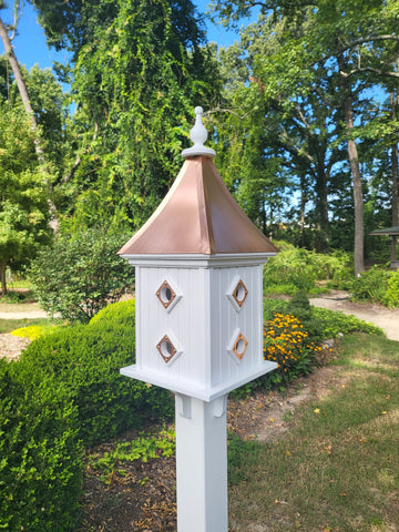 Copper Roof Bird House Handmade, Large With 8 Nesting Compartments, Weather Resistant Birdhouse