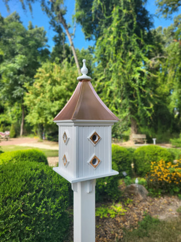 Birdhouse Copper Roof Handmade Large With 8 Nesting Compartments Weather Resistant Birdhouses