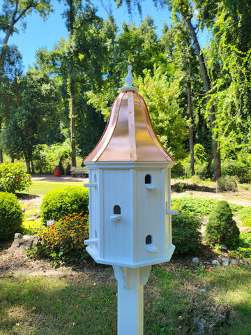 Bird House Patina Copper Roof Handmade, X-Large 12 Nesting Compartments