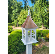 Load image into Gallery viewer, Patina Copper Bird Feeder, Large, Square Design, Premium Feeding Tube - Patina Roof
