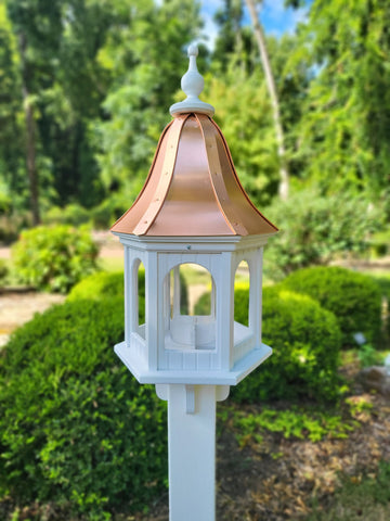 Copper Roof Bird Feeder Large, 6 Sided, Bell Shaped Roof, Premium Feeding Tube