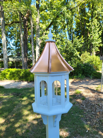 Copper Roof Bird Feeder Large, 8 Sided Octagon, Premium Feeding Tube, Roof Options