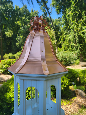 Bird Feeder Copper Roof Large, 8 Sided Octagon, Premium Feeding Tube, Roof Options