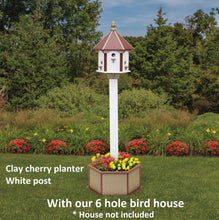 Load image into Gallery viewer, Bird House Planter - Bird Feeder Planter - Clay - Set of Planter &amp; Post - Choose Planter Colors to Match Your House/Feeder

