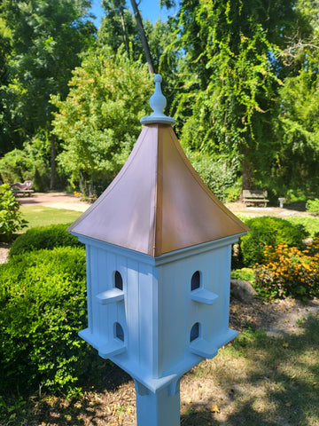 Copper Roof Bird House Handmade, Extra Large With 8 Nesting Compartments, Weather Resistant Birdhouses Outdoor