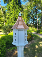 Load image into Gallery viewer, Birdhouse With Copper Roof Handmade, Octagon Shape, Extra Large With 8 Nesting Compartments, Weather Resistant Birdhouse Outdoor
