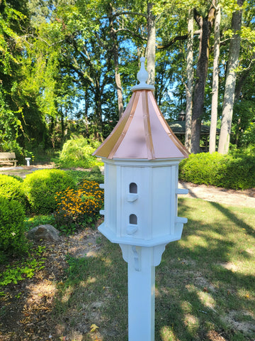 Birdhouse With Copper Roof Handmade, Octagon Shape, Extra Large With 8 Nesting Compartments, Weather Resistant Birdhouse Outdoor