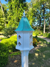 Load image into Gallery viewer, Bell Patina Copper Roof Bird House, 8 Nesting Compartments, Extra Large Weather Resistant Birdhouse

