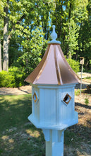 Load image into Gallery viewer, Copper Roof Birdhouse Handmade, Octagon Shape, Patina Copper Extra Large With 4 Nesting Compartments, Predator Guards
