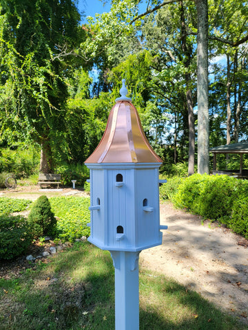 Bird House Patina Copper Roof Handmade, X-Large 12 Nesting Compartments