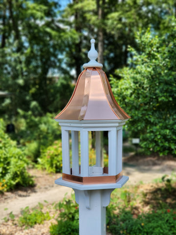 Bird Feeder Copper Roof Large, 6 Sided, Bell Shaped Roof, Premium Feeding Tube
