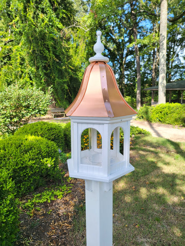 Bird Feeder Copper Roof Large, 6 Sided, Bell Shaped Roof, Premium Feeding Tube