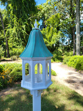 Load image into Gallery viewer, X-Large Bird Feeder With Patina Copper Roof, Octagon Design, Premium Feeding Tube
