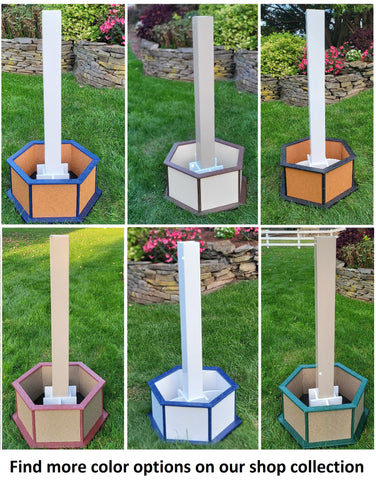 Planter Kit For Bird Feeder and Birdhouse - Ivory - Set of Planter & Post - Choose Planter Colors to Match Your House/Feeder