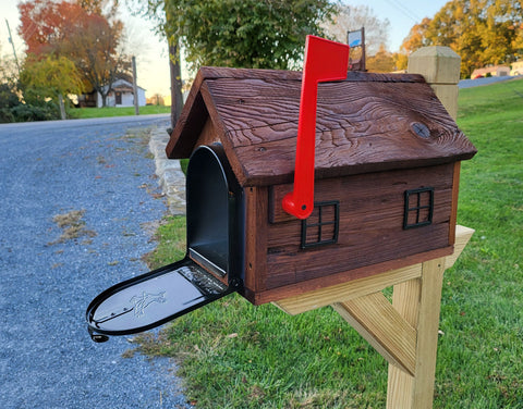 Rustic Mailbox Wooden Amish Handmade, With Metal Box Insert USPS Approved, Made With Rustic Reclaimed Lumber