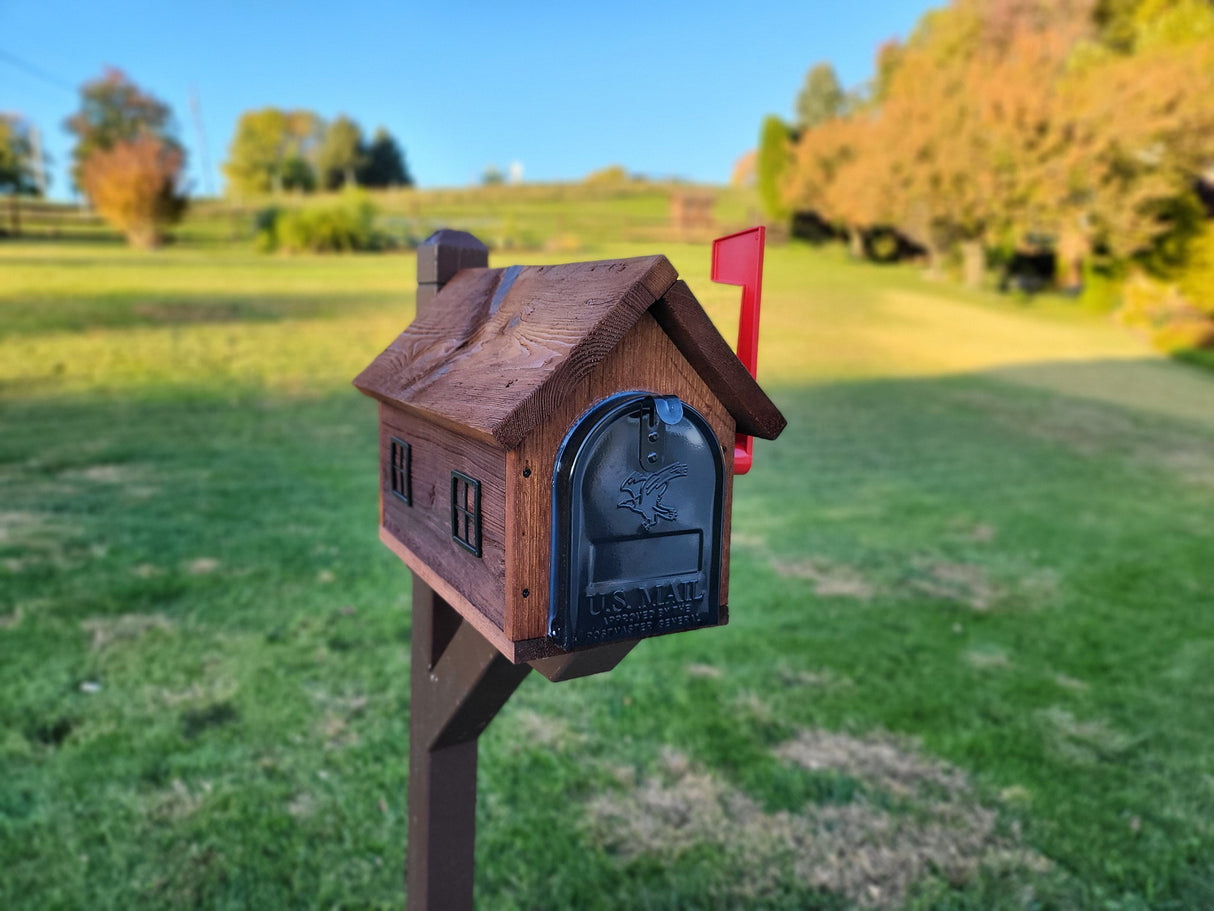Rustic Mailbox Wooden Amish Handmade, With Metal Box Insert USPS Approved, Made With Rustic Reclaimed Lumber - Unique Mailboxes