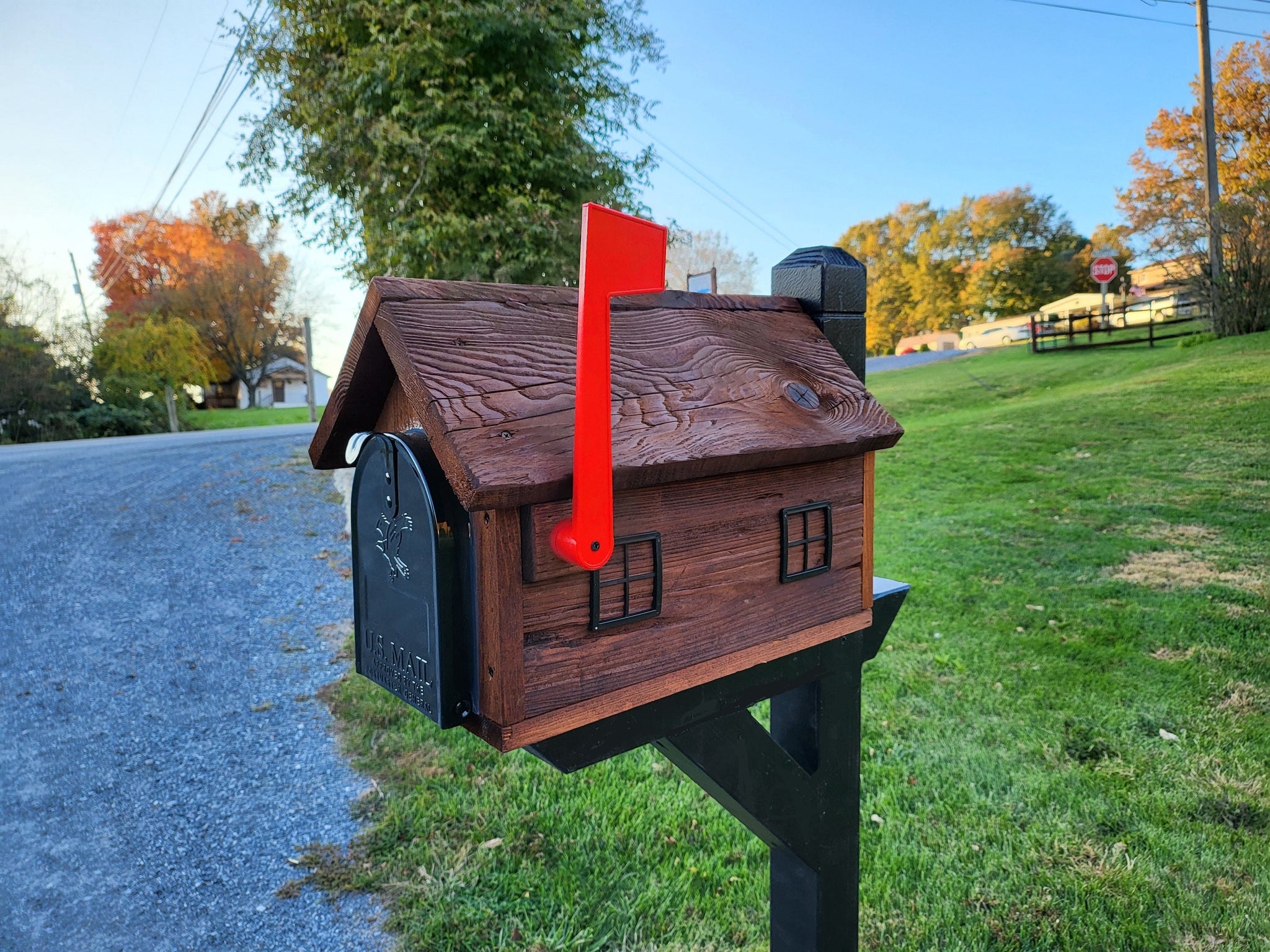 Vintage high quality Folk Art Wood Campground Mailbox