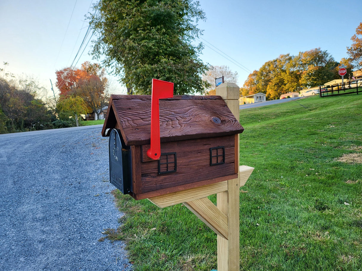 Rustic Mailbox Wooden Amish Handmade, With Metal Box Insert USPS Approved, Made With Rustic Reclaimed Lumber - Unique Mailboxes