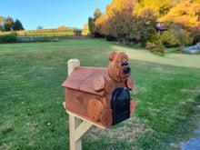 Load image into Gallery viewer, Bear Mailbox  Amish Handmade, Wooden With Metal Box Insert USPS Approved - Made With Yellow Pine Rougher Head
