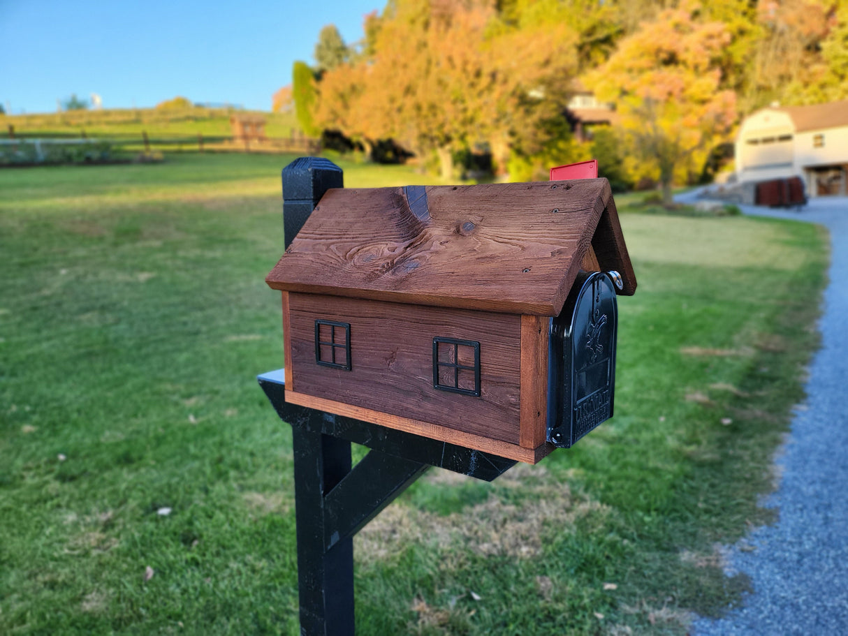 Amish Mailbox Rustic With Metal Insert USPS Approved Mailbox Outdoor - Barn Mailboxes Wood